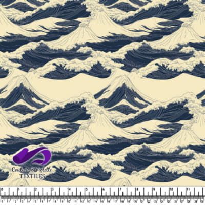 Vagues Tempétueuses de l'Océan en Bleu et Blanc