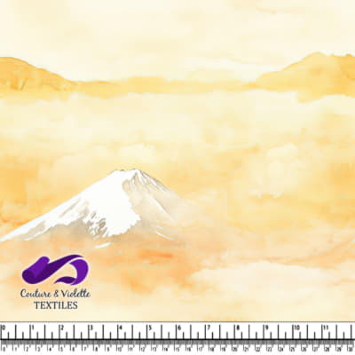 Mountain peak above the clouds in soft pastel colors