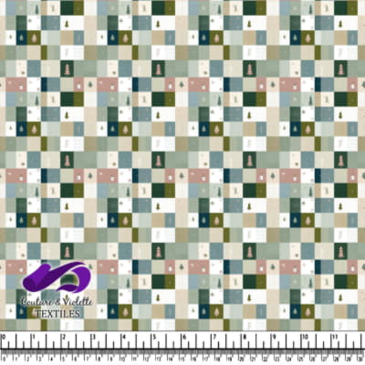 Patchwork d'Hiver Mat avec Arbres et Flocons de Neige