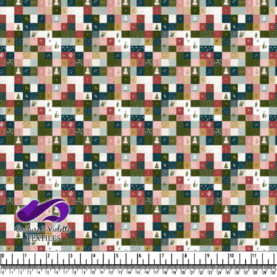 Motif de Patchwork de Noël avec des Arbres et des Flocons de Neige