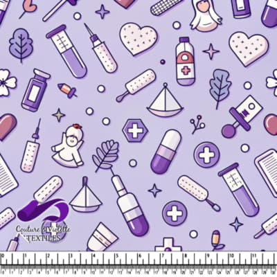 Mignon Médical et Soins de Santé sur Fond Violet