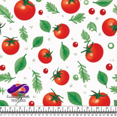 Motif de Tomate et d'Herbes sur Fond Blanc