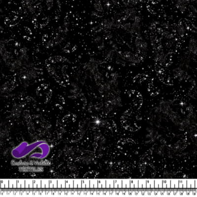 Sparkling black glitter fabric background with starry texture
