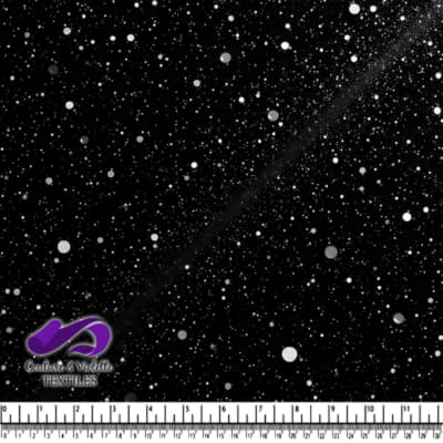 Black Fabric with White Random Star Dot Pattern