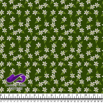 Motif Floral Blanc sur Fond Vert Foncé