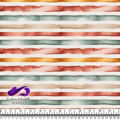 Watercolor Striped Fabric Pattern with Warm Earth Tones