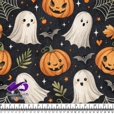 Cute Halloween Pattern with Pumpkins Ghosts and Bats