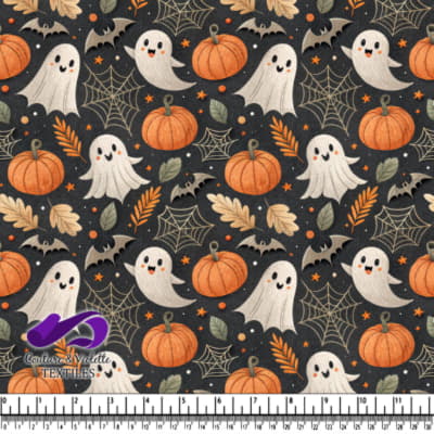 Mignon Motif Halloween : Fantômes, Chauves-souris, Citrouilles et Toiles d'araignée