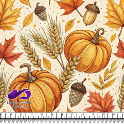 Autumn Harvest with Pumpkins and Acorns