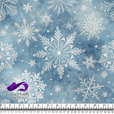 Vintage White Snowflakes on Blue Background