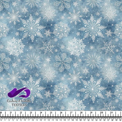 Vintage White Snowflakes on Blue Background