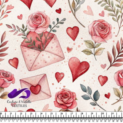 Romantic Love Letters and Roses Pattern