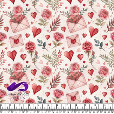 Romantic Love Letters and Roses Pattern