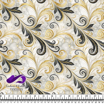 Elegant Gold and Black Floral Swirls Pattern