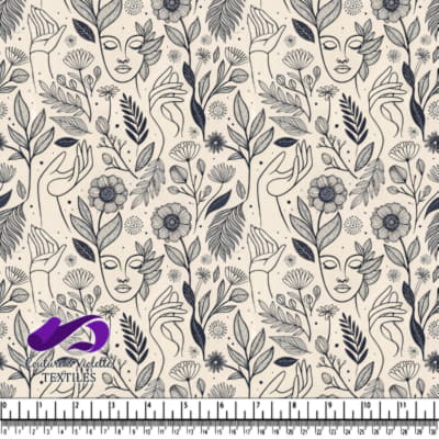 Floral Faces and Leaves Illustration