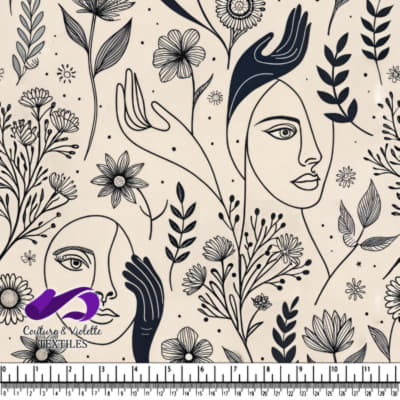 Floral Faces and Hands Pattern Design