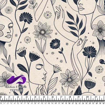 Floral Faces and Leaves Pattern Design