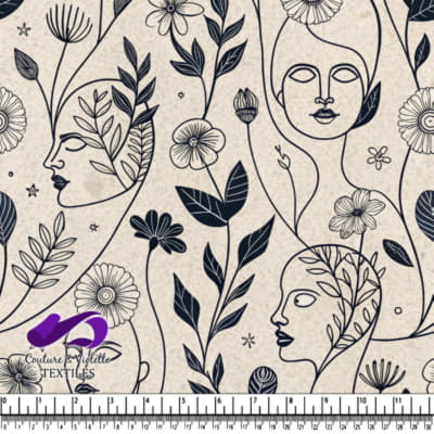 Floral Faces and Leaves Pattern Design