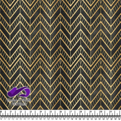 Art Deco Gold and Black Chevron Pattern