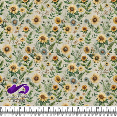 Motif de Tournesols et Feuilles Vertes