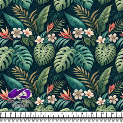 Motif de Feuilles et Fleurs Tropicales