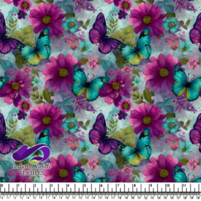 Motif de Papillons et Fleurs Vives
