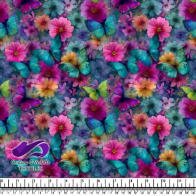 Design de Papillons Bleus Vibrants et de Fleurs