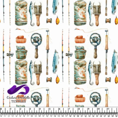 Motif Vintage d'Équipement de Pêche