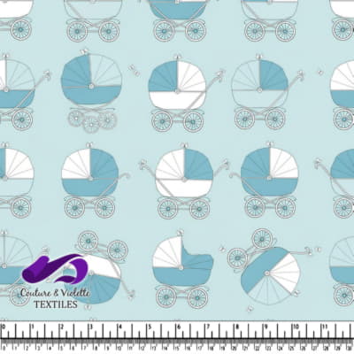 Vintage Blue Baby Carriage Pattern