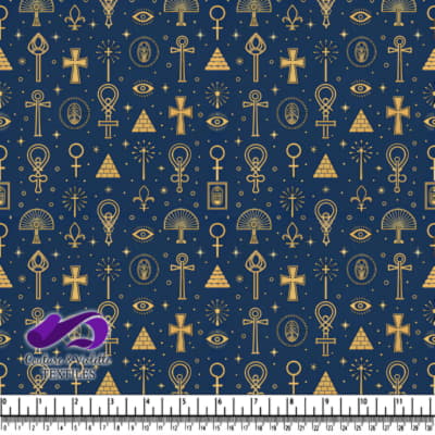 Ancient Egyptian Symbol Pattern on Blue