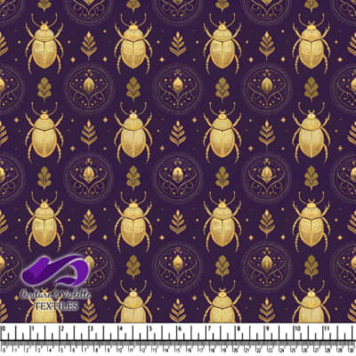 Golden Scarab Pattern on Purple Background