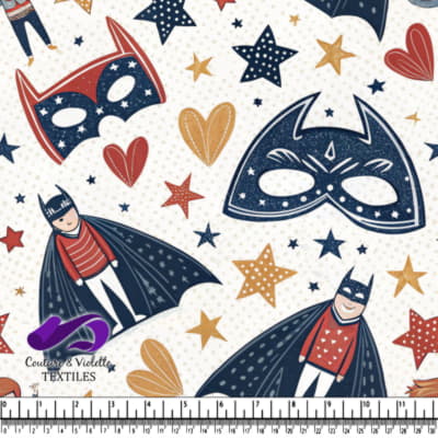 Boy Superhero Pattern with Stars and Hearts