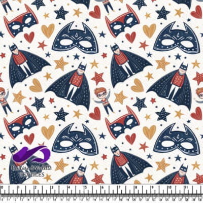 Boy Superhero Pattern with Stars and Hearts