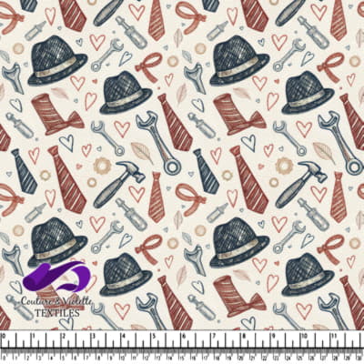 Vintage Hats Tools and Hearts Pattern