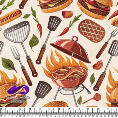 Barbecue Grill and Burger Pattern Design