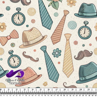 Vintage Hats Ties and Mustaches Pattern