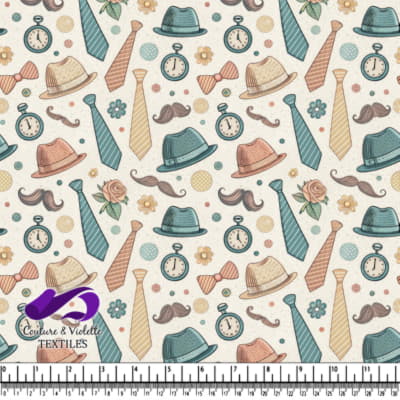 Vintage Hats Ties and Mustaches Pattern