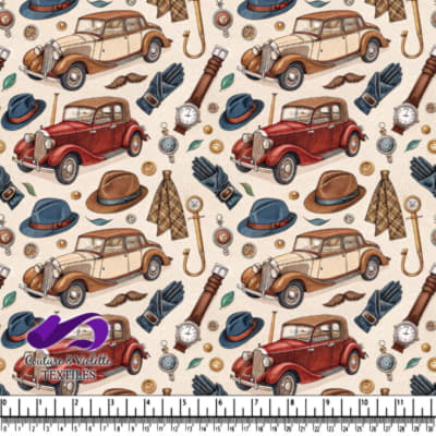 Vintage Classic Cars and Accessories Pattern