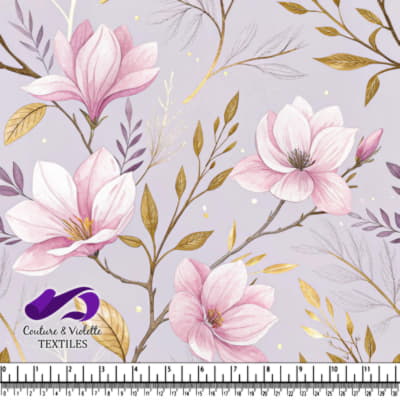 Delicate Pink Blossoms on Lavender Branches