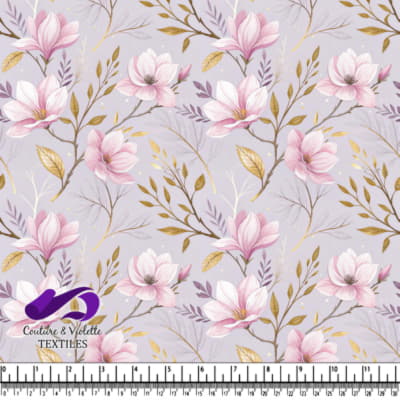 Delicate Pink Blossoms on Lavender Branches