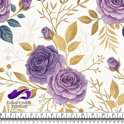 Purple Roses and Golden Leaves Pattern