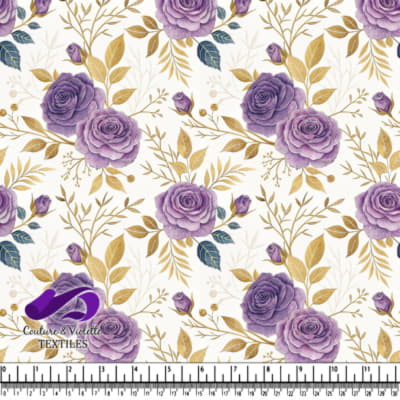 Purple Roses and Golden Leaves Pattern