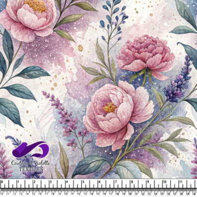 Elegant Pink Peonies and Lavender Flowers Pattern
