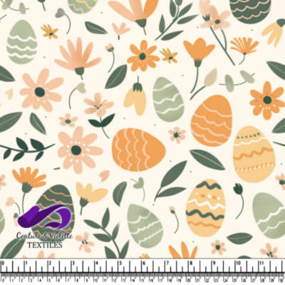 Motif de Fleurs et Œufs de Pâques au Printemps