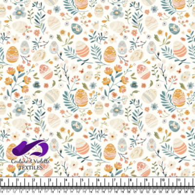 Motif Œufs de Pâques et Fleurs de Printemps