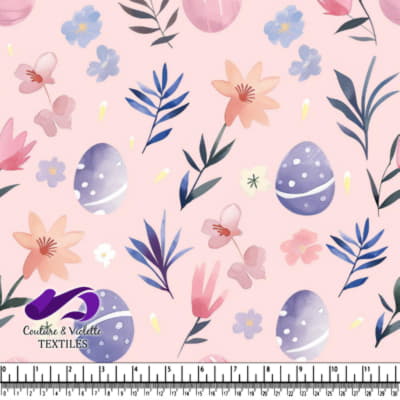 Easter Floral Pattern with Purple Eggs