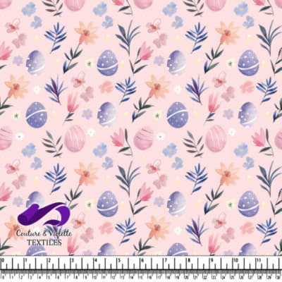 Easter Floral Pattern with Purple Eggs
