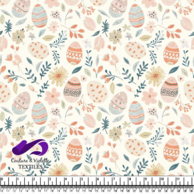 Motif Œufs de Pâques et Fleurs de Printemps