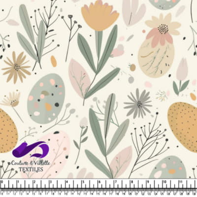 Motif Florale Pastel et Œufs de Pâques