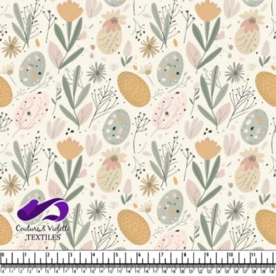 Motif Florale Pastel et Œufs de Pâques